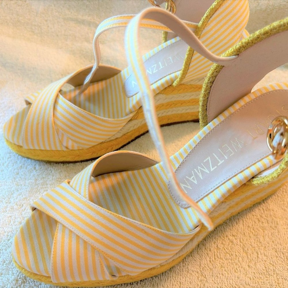 Stuart Weitzman | Like New Mirela Stripes espadrille wedges in Sunflower color